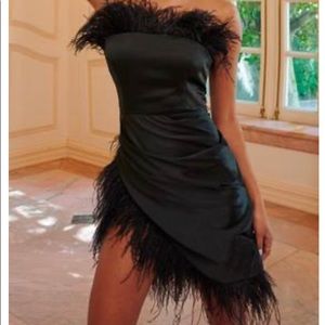 Black satin mini dress